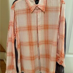 Boss Men's Casual Orange Checkered Shirt